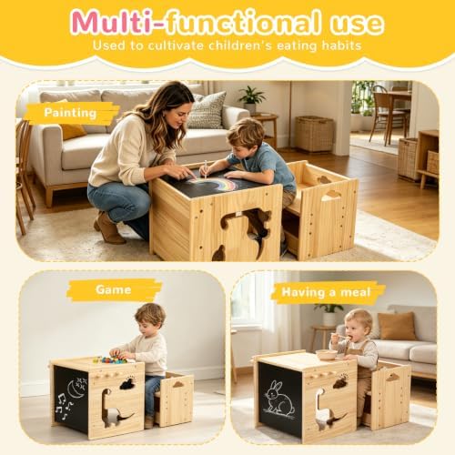 Brobear Weaning Table and Chair Set for 3-Layer Adjustable, Storage Drawer