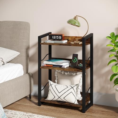 Hosfais 3-Tier Small Bookshelf Bookcase with Edge Protection