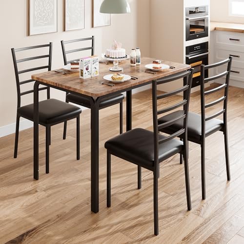 GarveeHome 5-Piece Kitchen Dining Room Table Chair Set for Small Space, Indoo...