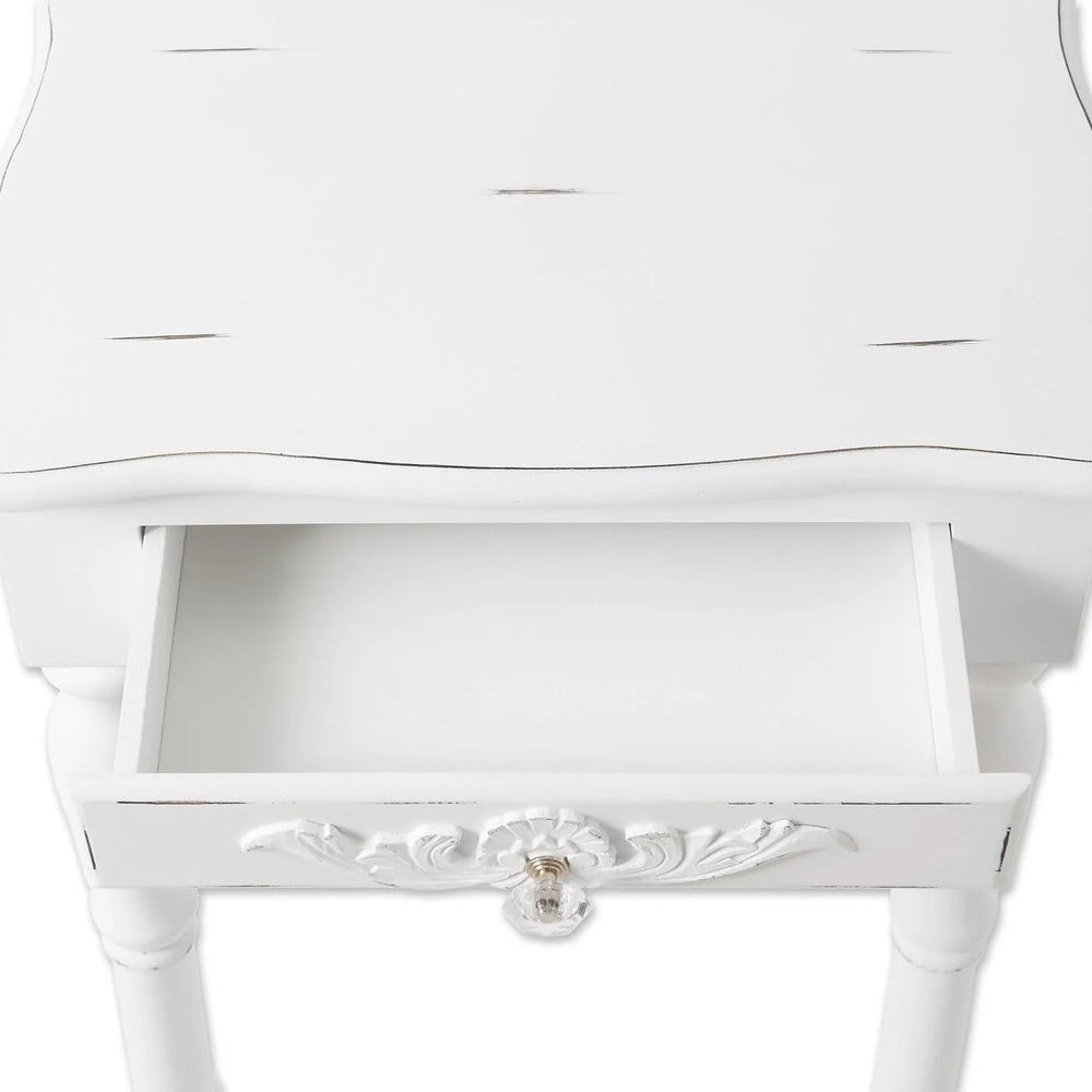 Accent Plus 34353 Carved White Side Table, Multicolor