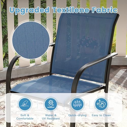 DIFY 7 Pieces Patio Dining Set for 6, Patio Furniture Includes Blue Stackable...