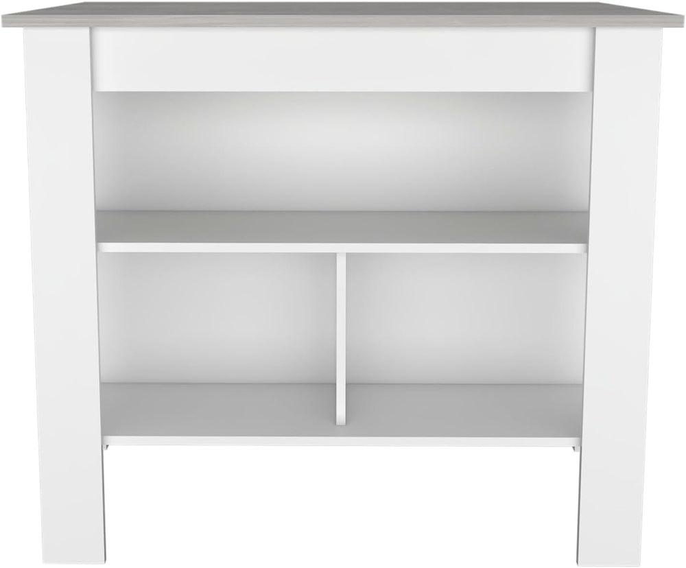 Kitchen Island with Four Legs and Three Shelves
