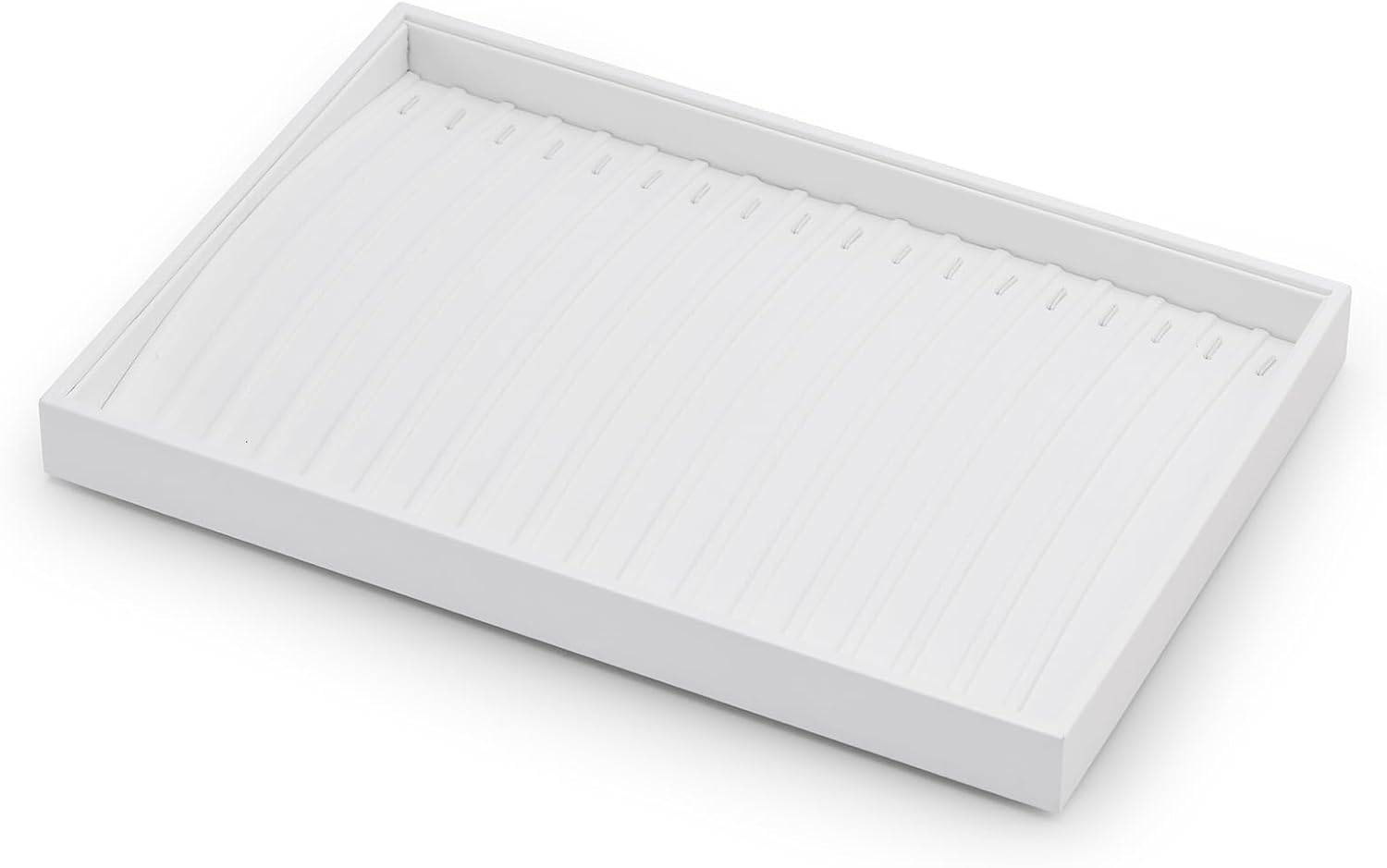 White PU Leather Jewelry Display Tray for Long Chain Pendant Necklace Organizer Display Showcase Jewelry Storage Tray
