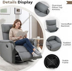 HAOMARKETS Swivel Rocker Recliner Chair Set of 2, Manual Faux Leather Glider Rocking Recliners for Adults, 360° Swivel Nursery Reclining Sofa with Padded Backrest for Living Room, Grey