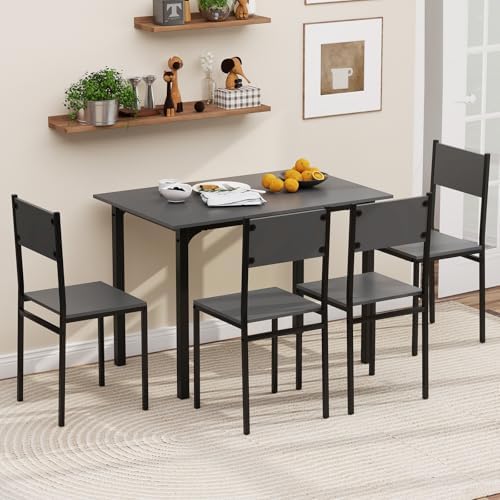 GOFLAME 5-Piece Dining Table Set, Industrial Kitchen Table and Chairs for 4 w...