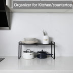Expandable Cabinet Shelf Organizer Riser for Kitchen Pantry Cupboard Under Sink Countertop (black, 8.2’’D * 12.2-21.6’’W * 10.4’’H)