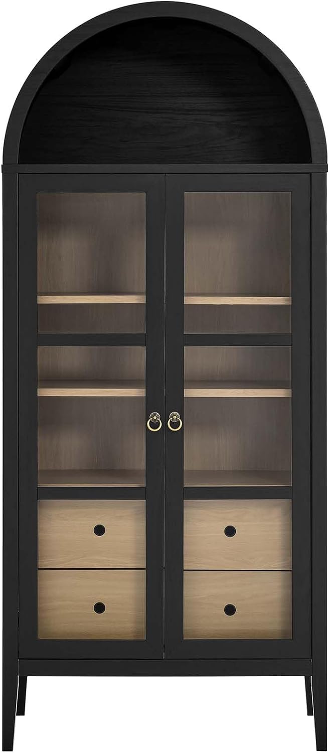 Modway Nolan Modern Farmhouse 71 Inch Tall Arched Storage Display Cabinet in ...