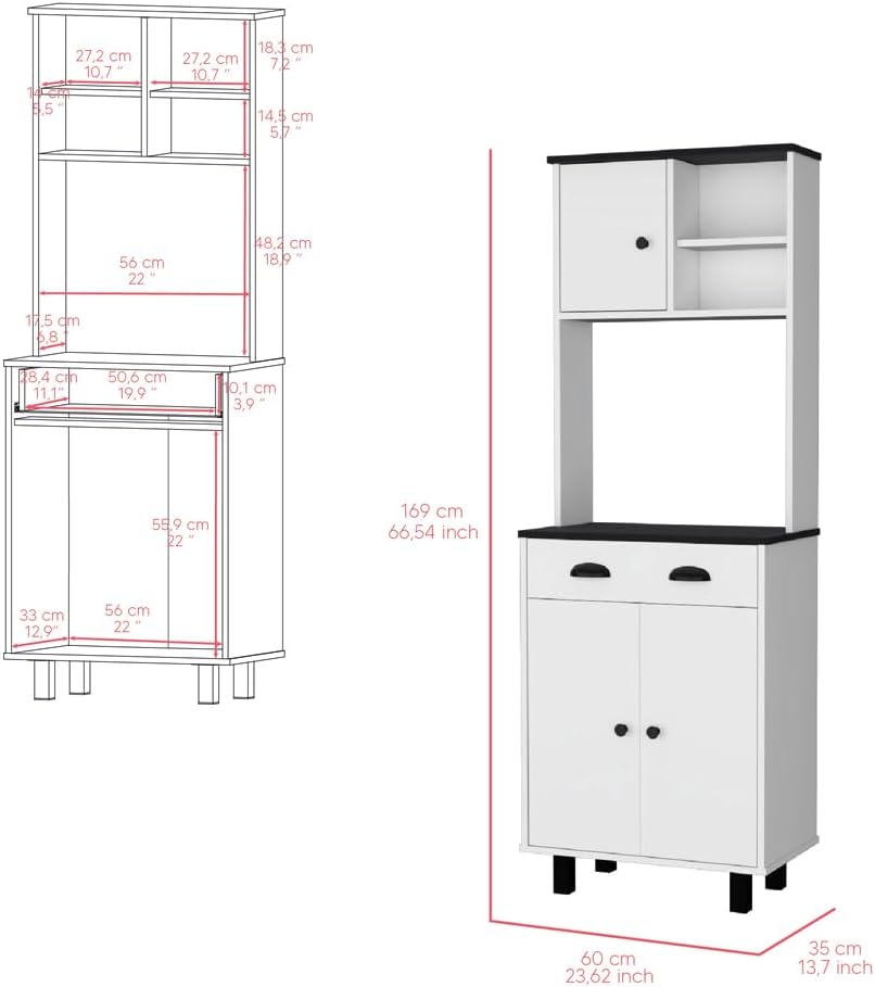 23.6" D*13.7" W*66.5" H Freestanding Kitchen Pantry with Dawer...