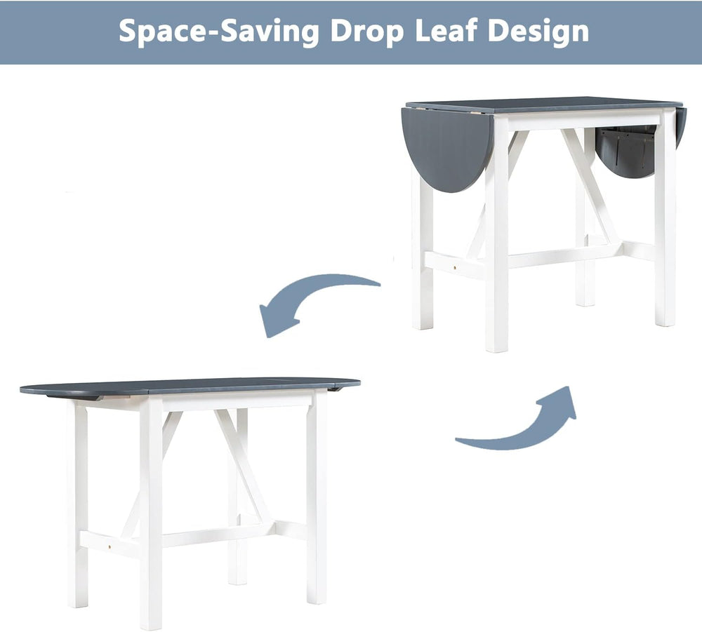 Linique 3-Piece Drop Leaf Dining Table Set with 2 Upholstered Chairs, Wood Co...