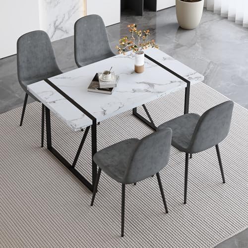 Modern 55'' Grey Wood Dining Table Set