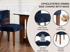 Soft Padded Dining Chairs Set of 4, Modern Farmhouse Upholstered Chairs with Linen Fabric & Rubber Wood Legs, Ergonomic Armless Seats for Dining Room Kitchen Living Room (Blue)