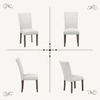 Furniliving Upholstered Dining Chairs Set of 6 - Line Fabric Modern Farmhouse Kitchen Chairs, High-Back Dining Room Chairs with Wooden Legs for Kitchen Dining Room Living Room.White