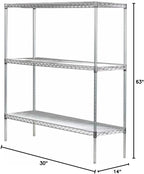 Omega 14" Deep x 30" Wide x 63" High 3 Tier Chrome Starter Shelving Unit