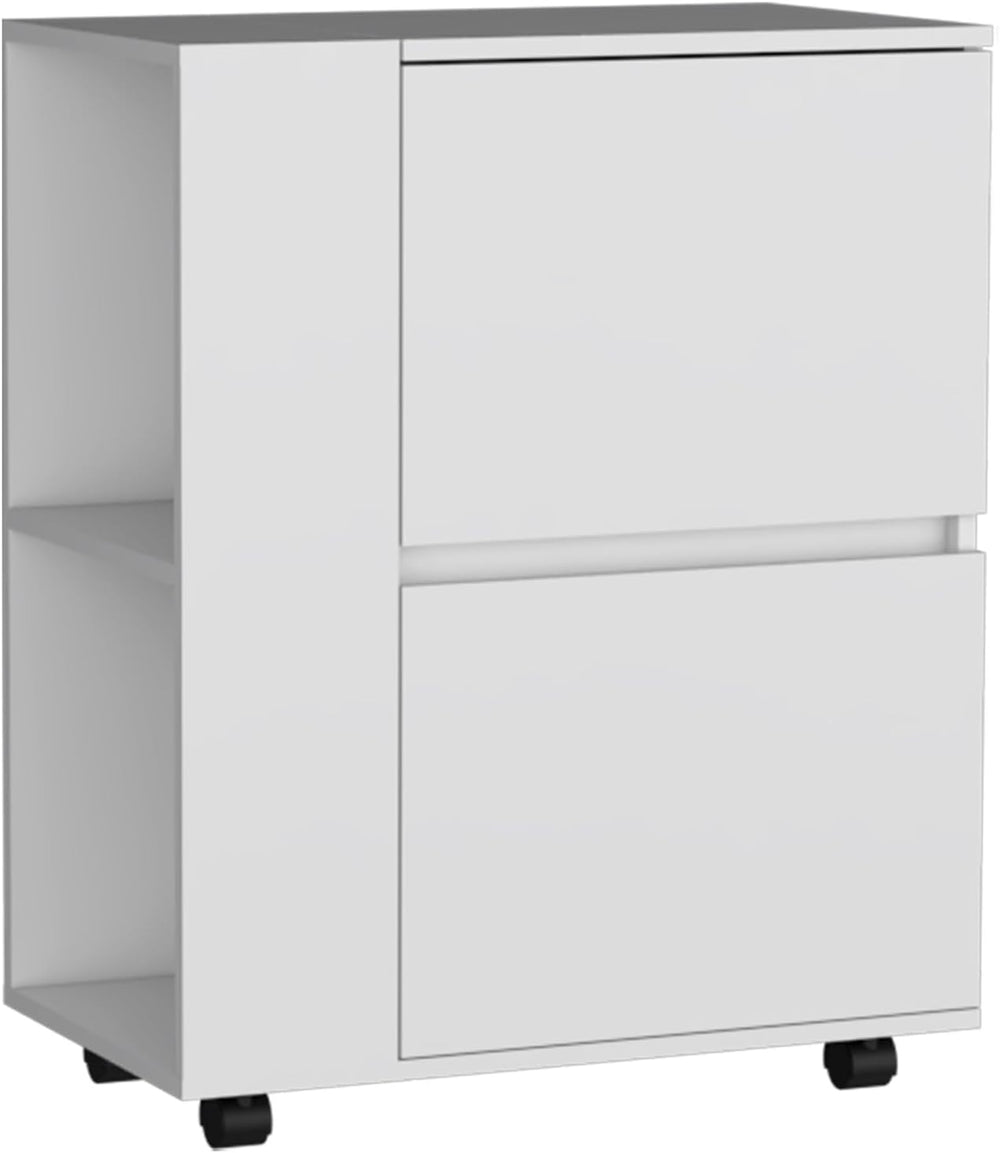 Pantry Cart Two Pull-Down Door Cabinets and Two Open Shelves, Storage Locker ...