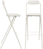 Set of 2 Foldable Bar Stools 29.5 Inch Height - Modern Folding Counter Height Chairs 275 lbs Capacity, PU Cushion for Kitchen, Bar, Cafe (White)