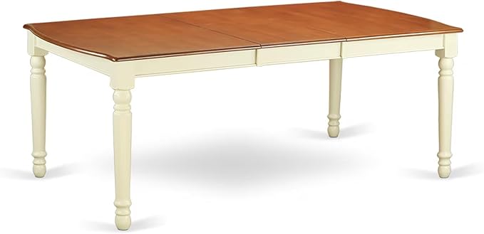 East West Furniture DOPL5-WHI-C 5 Piece Dinette Set for 4 Includes a Rectangle Dining Room Table with Butterfly Leaf and 4 Linen Fabric Kitchen Dining Chairs, 42x78 Inch, Buttermilk & Cherry