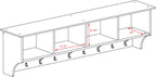Prepac 60" Contemporary Wall Mounted Coat Rack, Coat Hooks Wall Mount with 4 Shelves, Ideal for Hallway or Entryway Storage Solution, 11.5"D x 60"W x 16.5"H, White