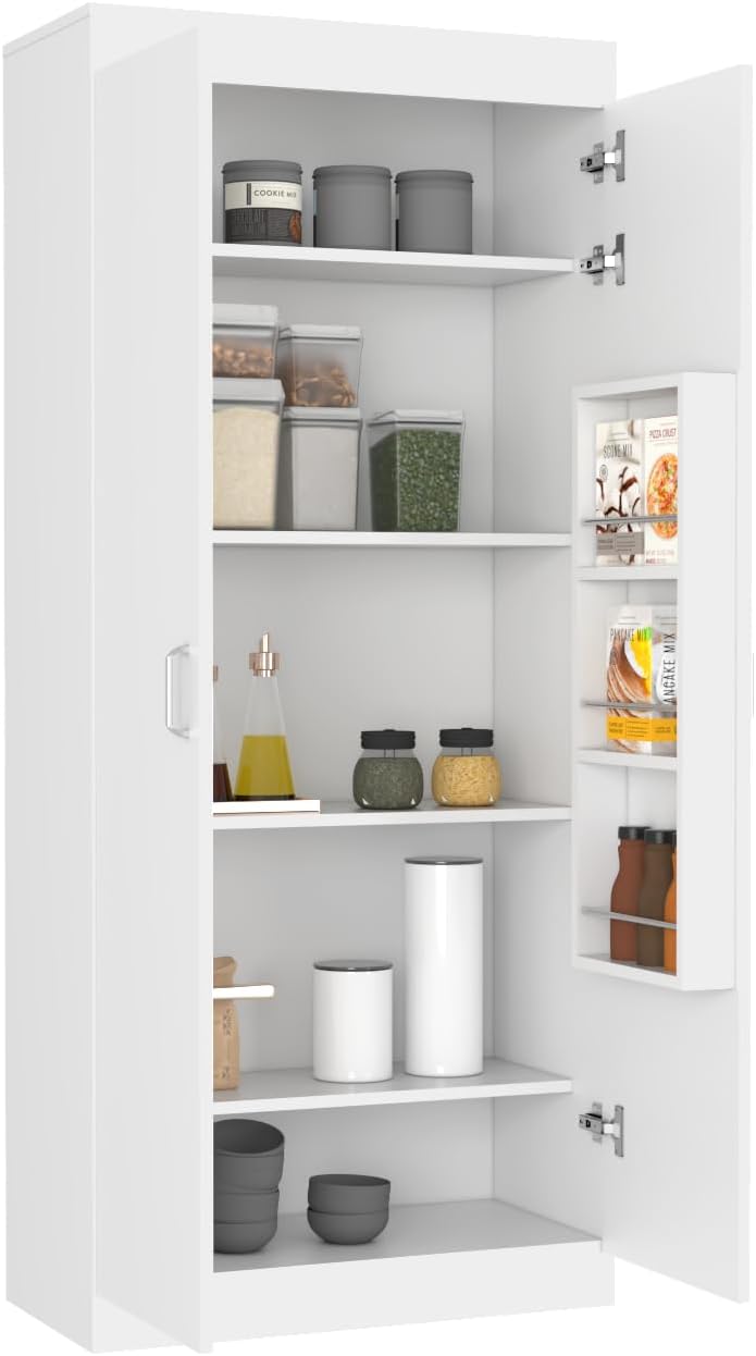 Pantry Cabinet with Ample Storage, Kitchen Organization, White