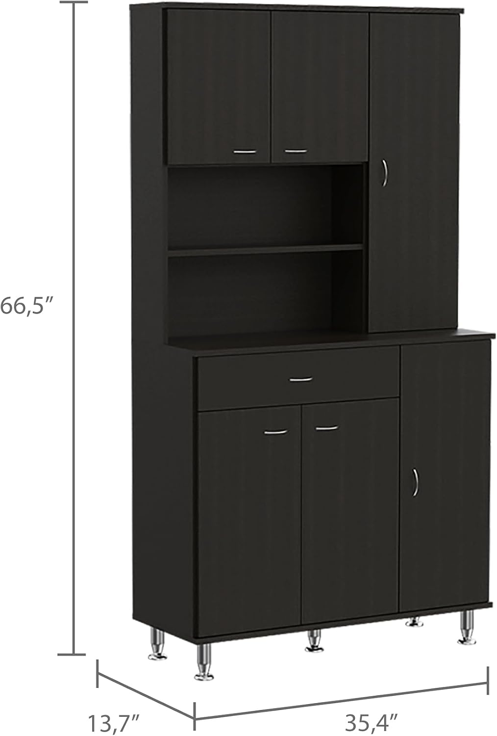 Black Pantry with 1 Shelf and Drawer - Store Your Kitchen Items Efficiently Keep Well-Organized Functional