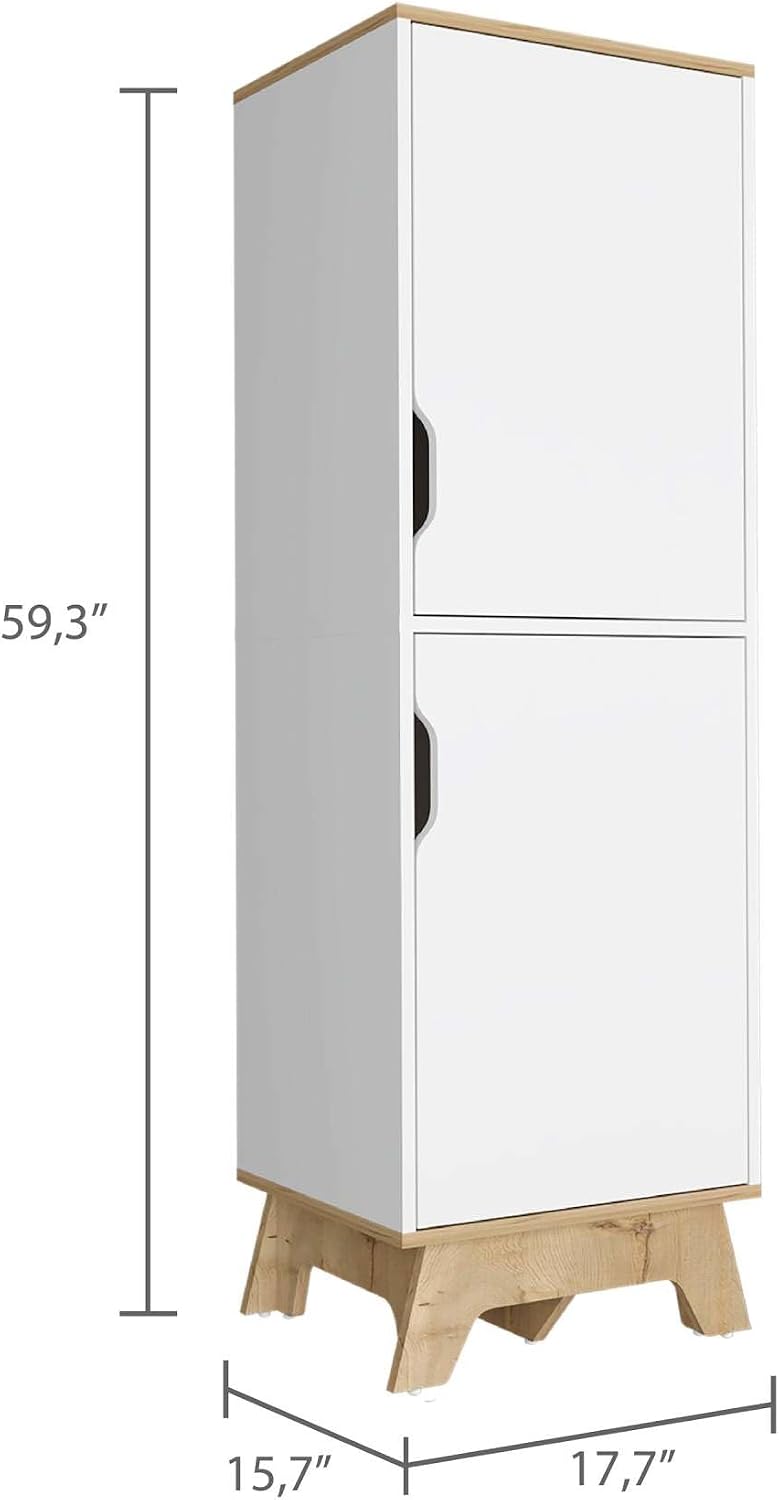 British Single Kitchen Pantry, Four Storage Shelves, Double Doors Cabinets
