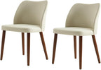 Dining Chairs Set of 2, Upholstered Kitchen Dining Room Chair Set Morden Accent Side Dinner Chair with Curved Padded Back Wood Legs for Restaurant/Cafe, Ivory