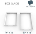 Black Acrylic Serving Tray for Vanity, Bathroom, Ottoman, Organizer and Decor with Handles (Rectangle, Large)