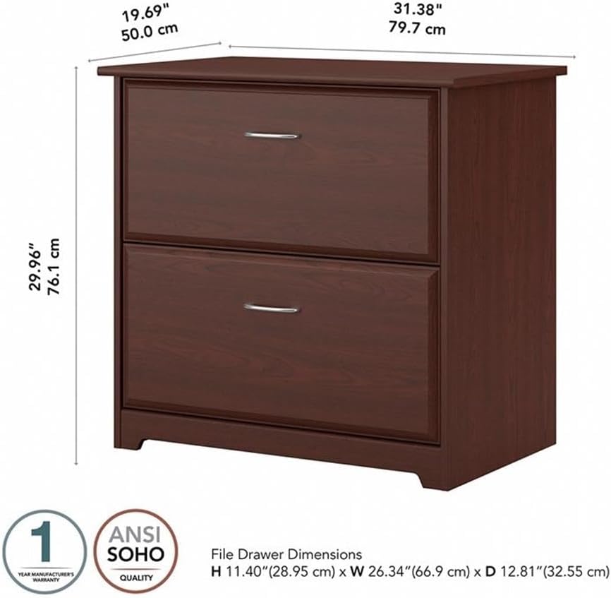 Bush Home Cabot 2 Drawer Lateral File Cabinet in Harvest Cherry, Home Office ...
