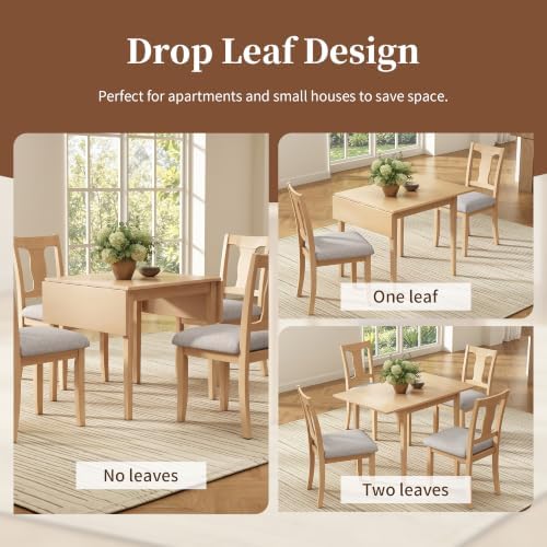 P PURLOVE 3 Piece Kitchen Dining Set, Wood Dining Table Set, Natural+Beige