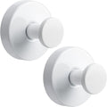 Suction Cup Hooks for Shower No-Drill Bathroom Hooks for Towels, Robes, Loofah Mountable on Bathroom Walls, Kitchen, Glass, Mirrors, Tile and Smooth,Non-Porous Surfaces (2, White)