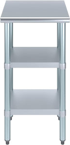AmGood Stainless Steel Work Table with 2 Shelves | NSF | Metal Utility Table (18" Long x 18" Deep)
