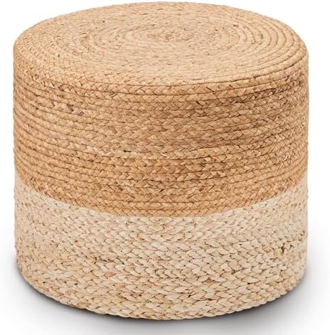 Wimarsbon 2Pcs Pouf Ottomans, Natural Seagrass Foot Stool, Hand Weaving Round...