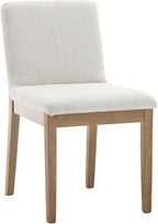 Kmax Modern Dining Chairs Set of 4, Upholstered Armless Wood Chairs Linen Fabric Side Chairs for Dining Room, Kitchen - Beige