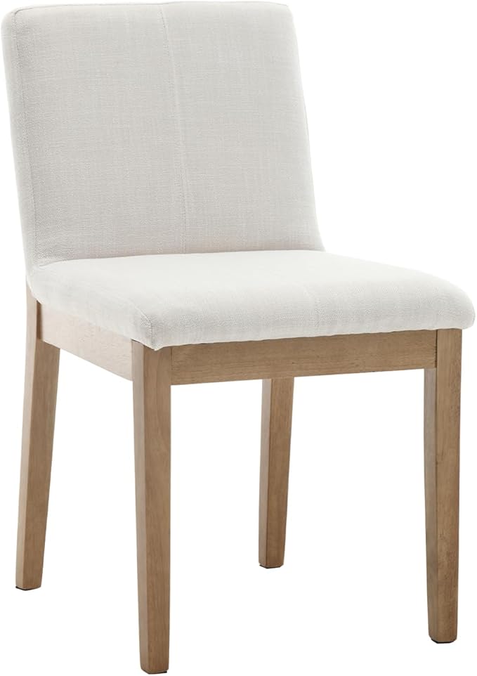 Kmax Modern Dining Chairs Set of 4, Upholstered Armless Wood Chairs Linen Fabric Side Chairs for Dining Room, Kitchen - Beige