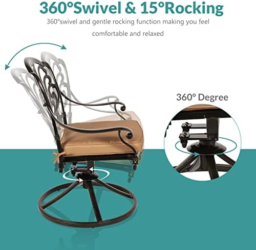MEETWARM 5-Piece Outdoor Patio Dining Set, All-Weather Cast Aluminum Patio Co...