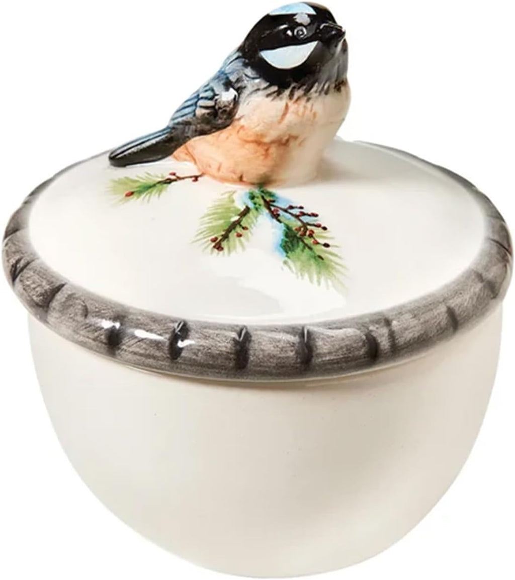 Bits and Pieces Chickadee Jewelry Box for Women Small Trinket Box with Bird Figurine Lid - Decorative Boxes for Home Decor