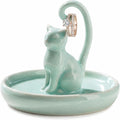 Handmade Celadon Cat Ring Holder Dish | Ceramic Jewelry Tray for Rings & Earrings, Cat Lover Gift for Women, 8th 9th Pottery Anniversary, Birthday Gift