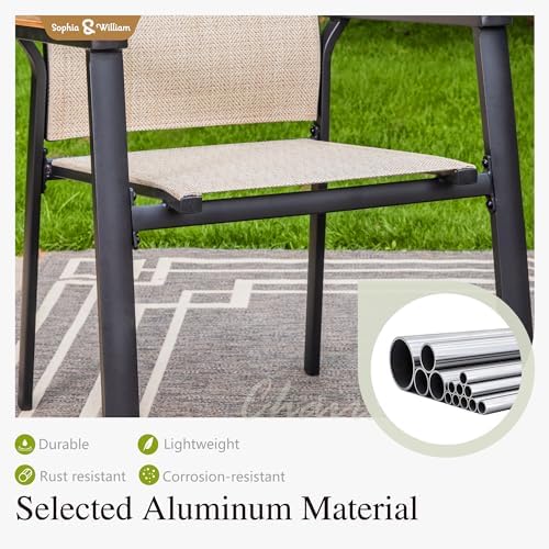 Sophia & William Patio Dining Set for 8, Square Table & Aluminum Chairs