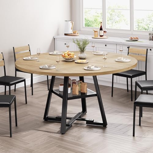 Jocoevol 51'' Round Dining Table for 6,Kitchen Dining Room Circle Din...