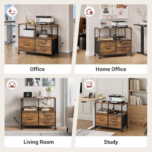 DEVAISE 3 Drawer Mobile File Cabinet with Storage Shelf, Charging Station | R...