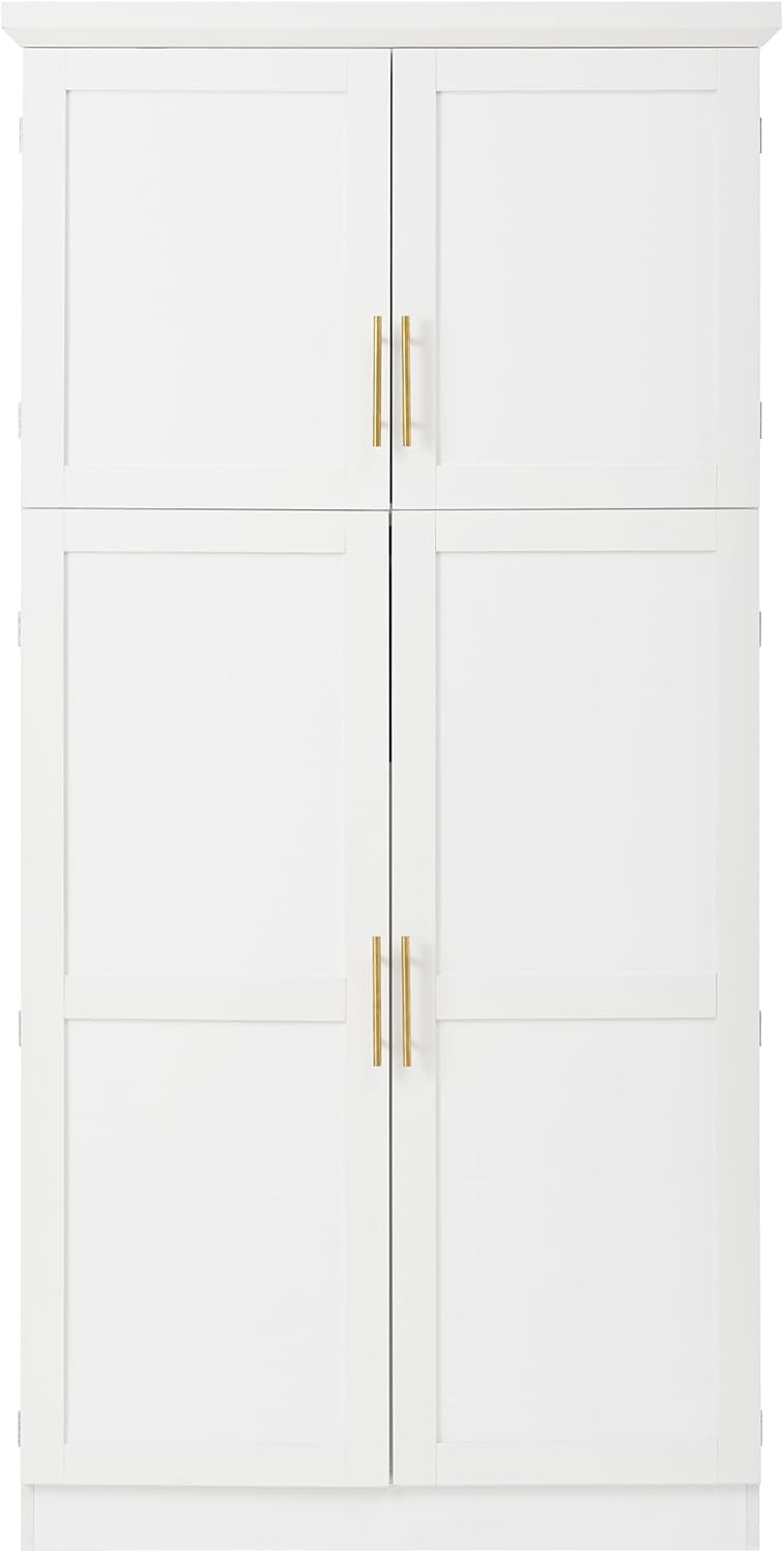 70.9" Tall Freestanding Kitchen Pantry Cabinet with 4 Doors, Large Woode...