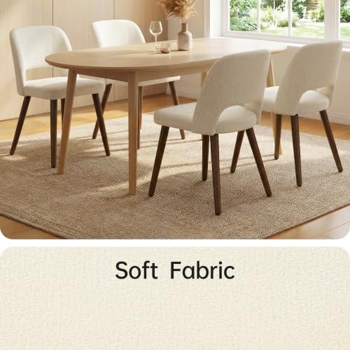 Usaint Wooden Dining Chairs Set of 2, Fabric Dining Room Chairs, Beige