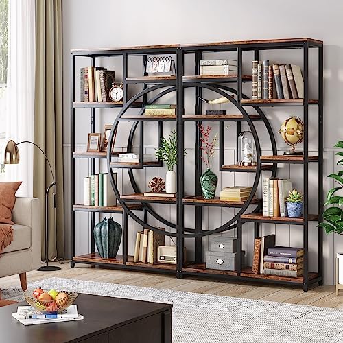 Tribesigns Industrial Bookshelf Bookcase with 9 Open Shelf (Rustic Brown)