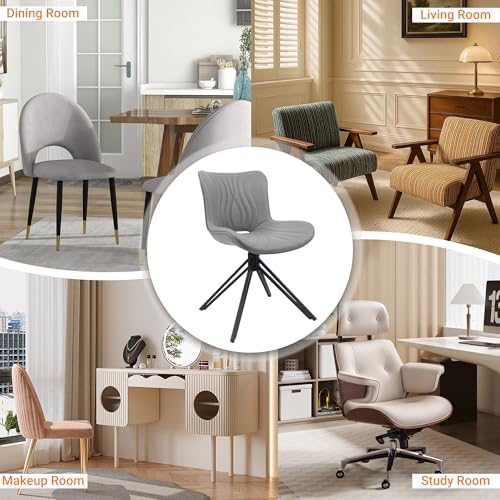 Dining Chairs Set of 4, Faux Leather Upholstered Swivel Chairs Gray
