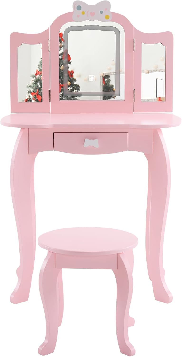 Vanity Set,ShyneeMakeup Dressing Vanity Set Wooden Princess Makeup Table with...