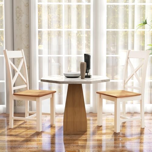 GIANTEX Farmhouse Dining Chairs Set of 4, Kitchen Chairs w/High Cross Back