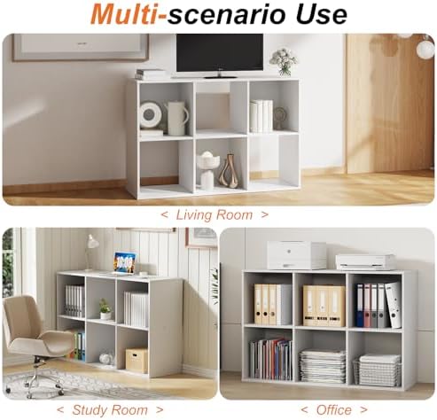 Sweetcrispy 6 Cube Storage Organizer, Stackable Modular Bookcase Shelf