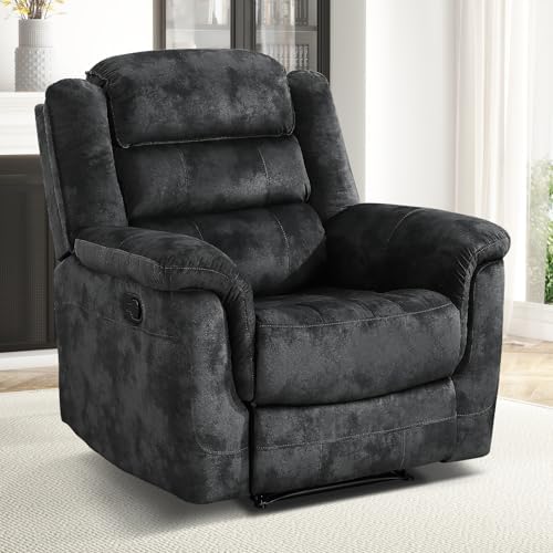 EBELLO Manual Recliner Chair, Soft Fabric Recliner Sofa with Overstuffed Armr...