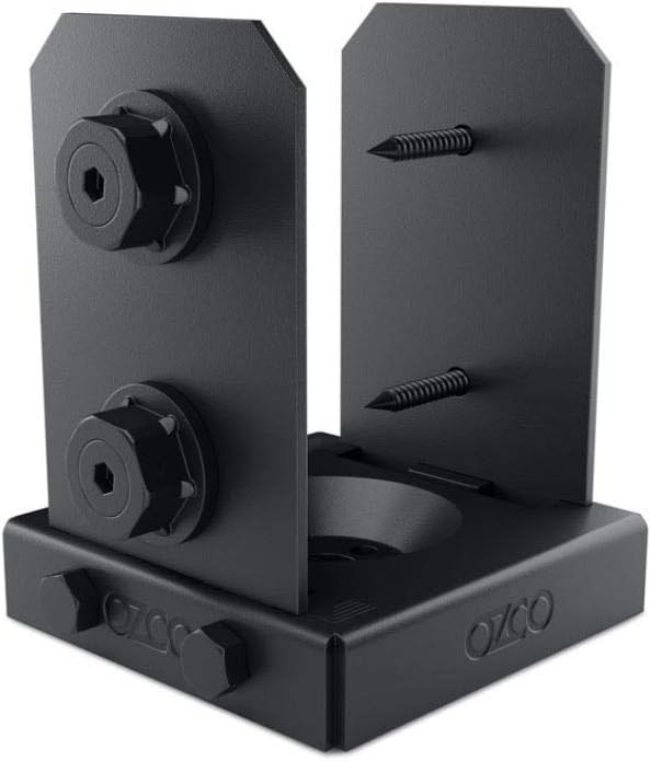OZCO Ironwood Lite Post Base Kit, 6in x 6in, 1 Kit with Hardware, Black