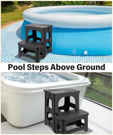 Folding 2-Step Stool for Adults, Non-Slip Collapsible Footstool for Office