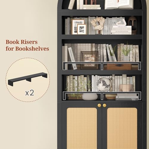 81" Tall Arched Cabinets,Bookcase with storage,Mid-Century Modern 6-Tier...